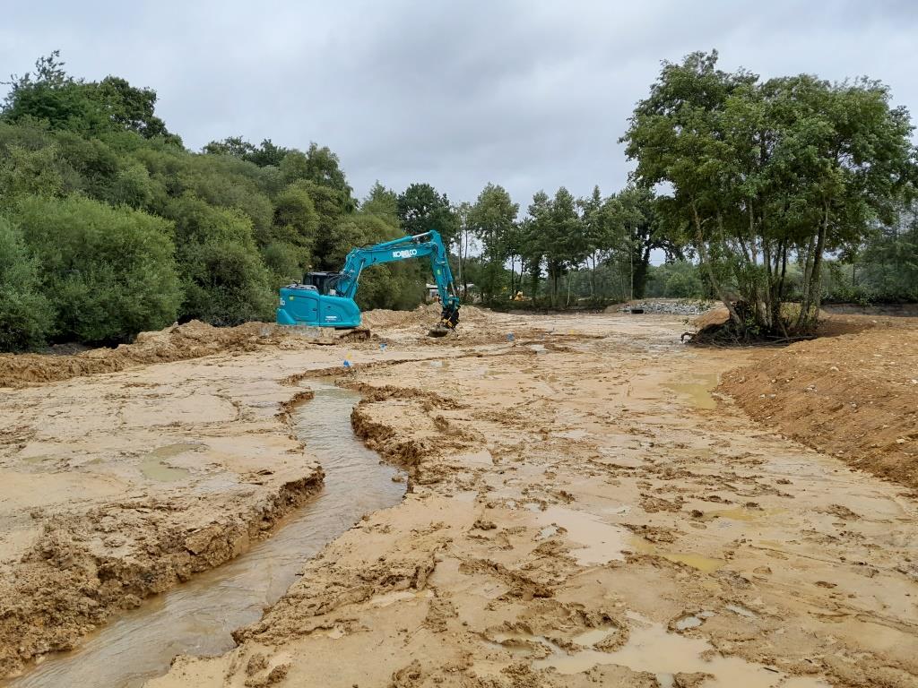 Travaux de reméandrage du ruisseau du Borgnet - Crédits photo : EPTB Eaux et Vilaine