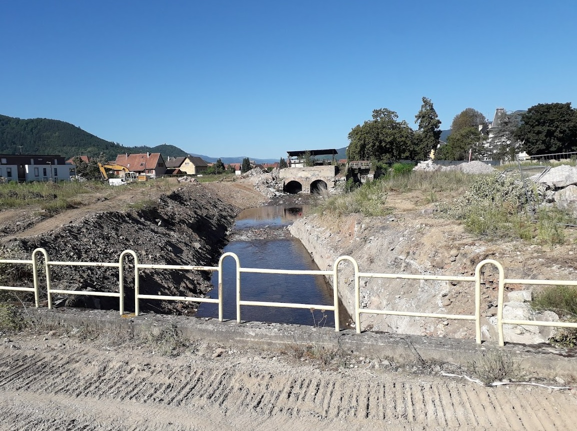 Les berges durant le chantier - Crédits photos : Syndicat des Rivières de Haute Alsace