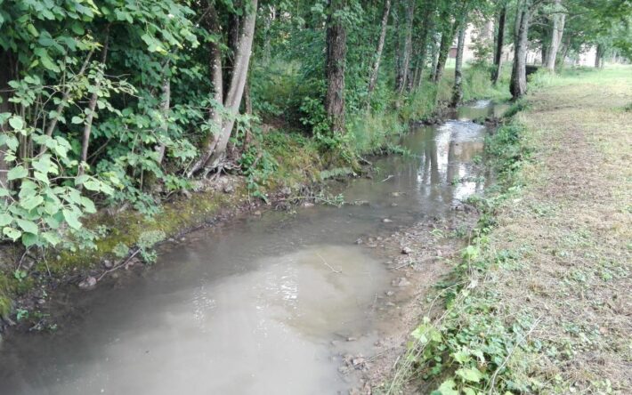 Restauration du lit de la Mazure avant - Crédits photo : Banque des Territoires