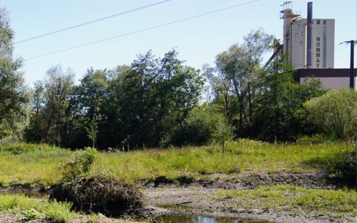 En rive gauche, l’entreprise MBE possédait une prise d'eau en rivière pour sa défense incendie. Elle a été remplacée par une réserve d'eau de 120 mètres cubes par PMA. Crédit photo : Banque des Territoires